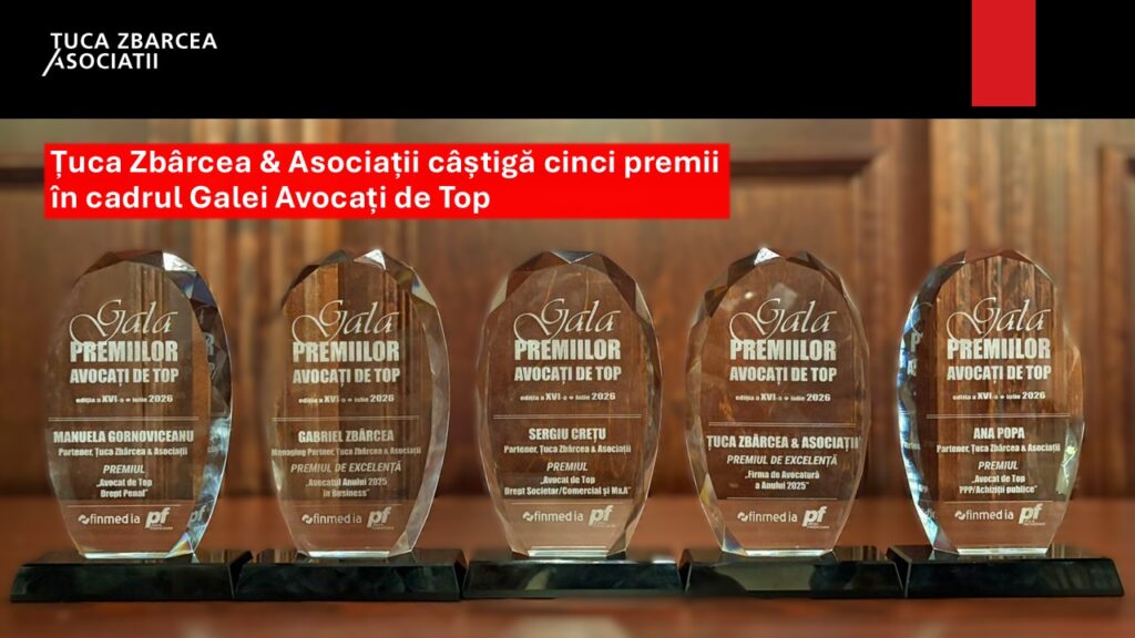 Țuca Zbârcea & Asociații câștigă cinci premii la Gala Avocați de Top